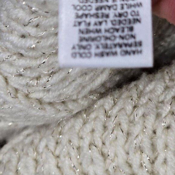 Y2k Cozy Neutral Cream Sparkle Tie Waist Chunky Sweater - Picture 6 of 10